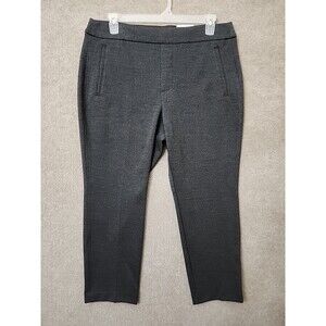Croft Barrow Straight Mid Rise Pants Womens XL Petite Black Textured Pull On NEW